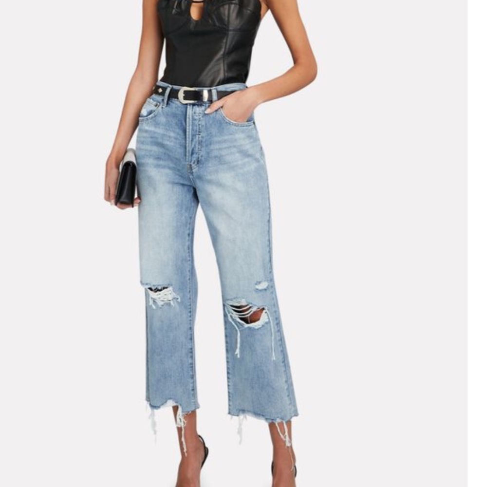 PISTOLA Cassie Distressed High-Rise Straight-Leg Jeans